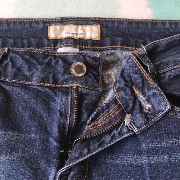 Angel Kiss Distressed Ankle Jeans Cuffed Hem Stretch Denim 9 - Picture 5 of 10